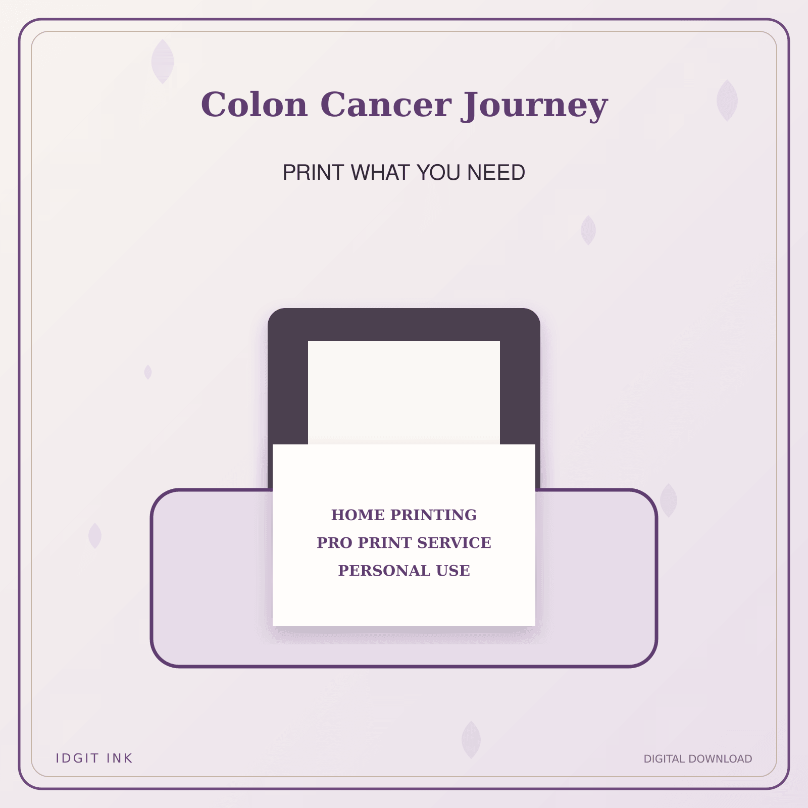 Idgit Ink Colon Cancer Journey deluxe journal and planner bundle — home and professional printing information