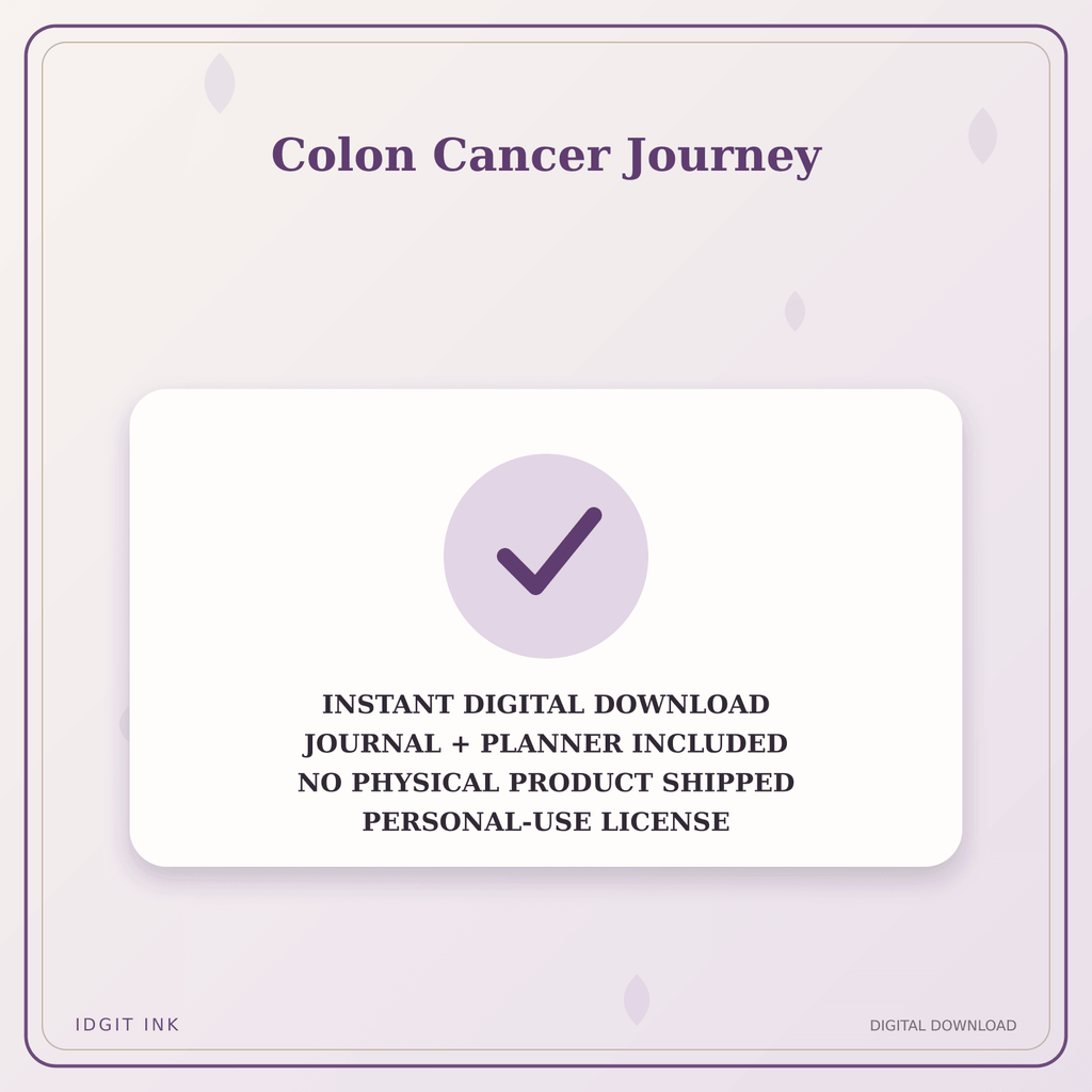 Idgit Ink Colon Cancer Journey deluxe journal and planner bundle — instant download and no physical product notice