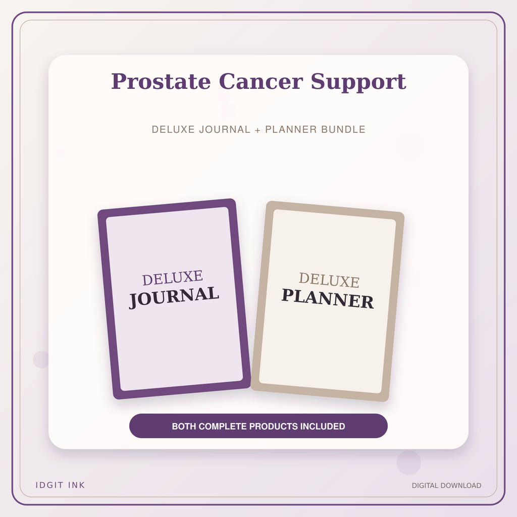 Idgit Ink Prostate Cancer Support deluxe journal and planner bundle — primary bundle cover showing both deluxe products