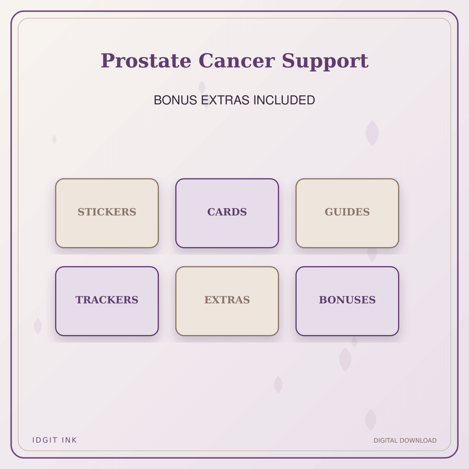 Idgit Ink Prostate Cancer Support deluxe journal and planner bundle — included digital stickers and cards