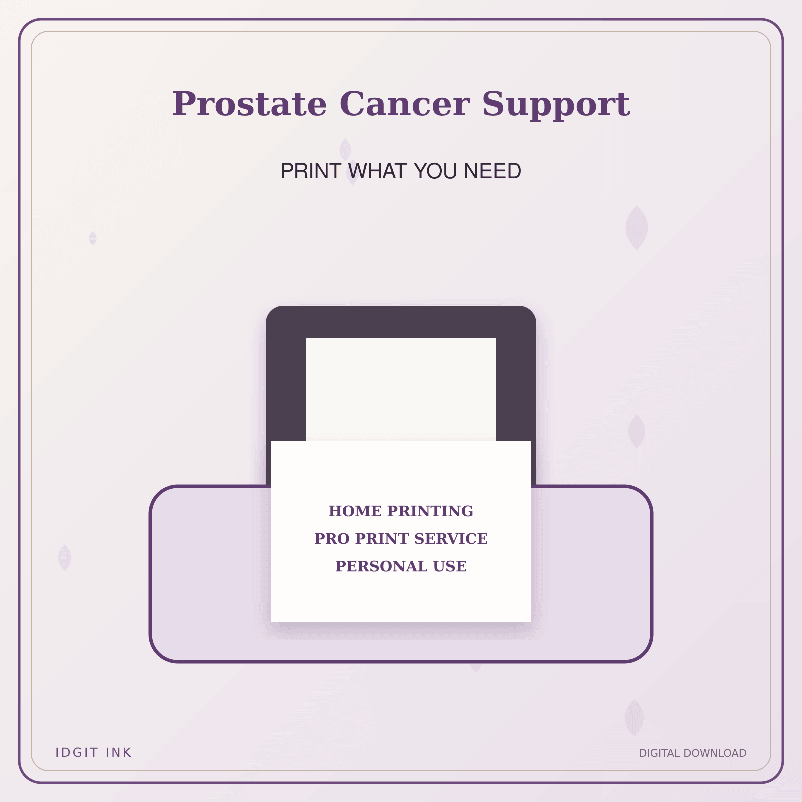 Idgit Ink Prostate Cancer Support deluxe journal and planner bundle — home and professional printing information
