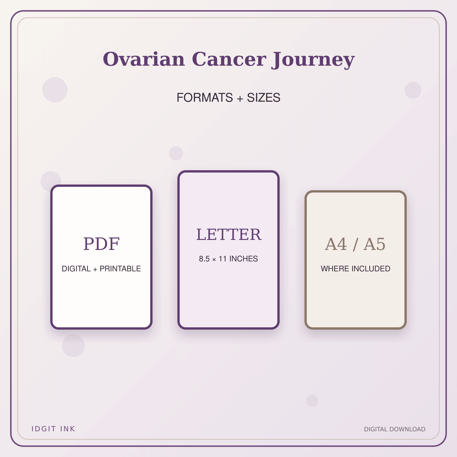 Idgit Ink Ovarian Cancer Journey deluxe journal and planner bundle — digital formats and available page sizes