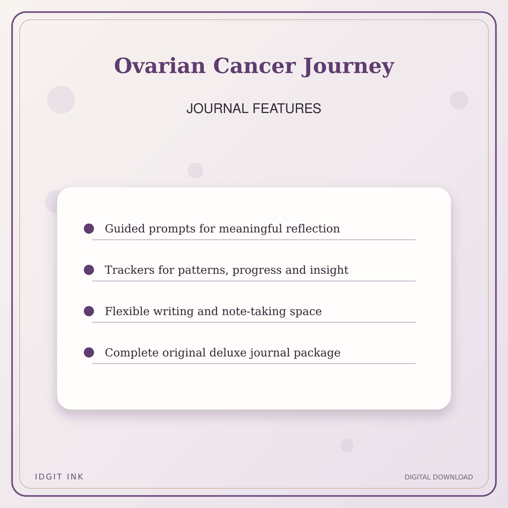 Idgit Ink Ovarian Cancer Journey deluxe journal and planner bundle — journal prompts and reflection features