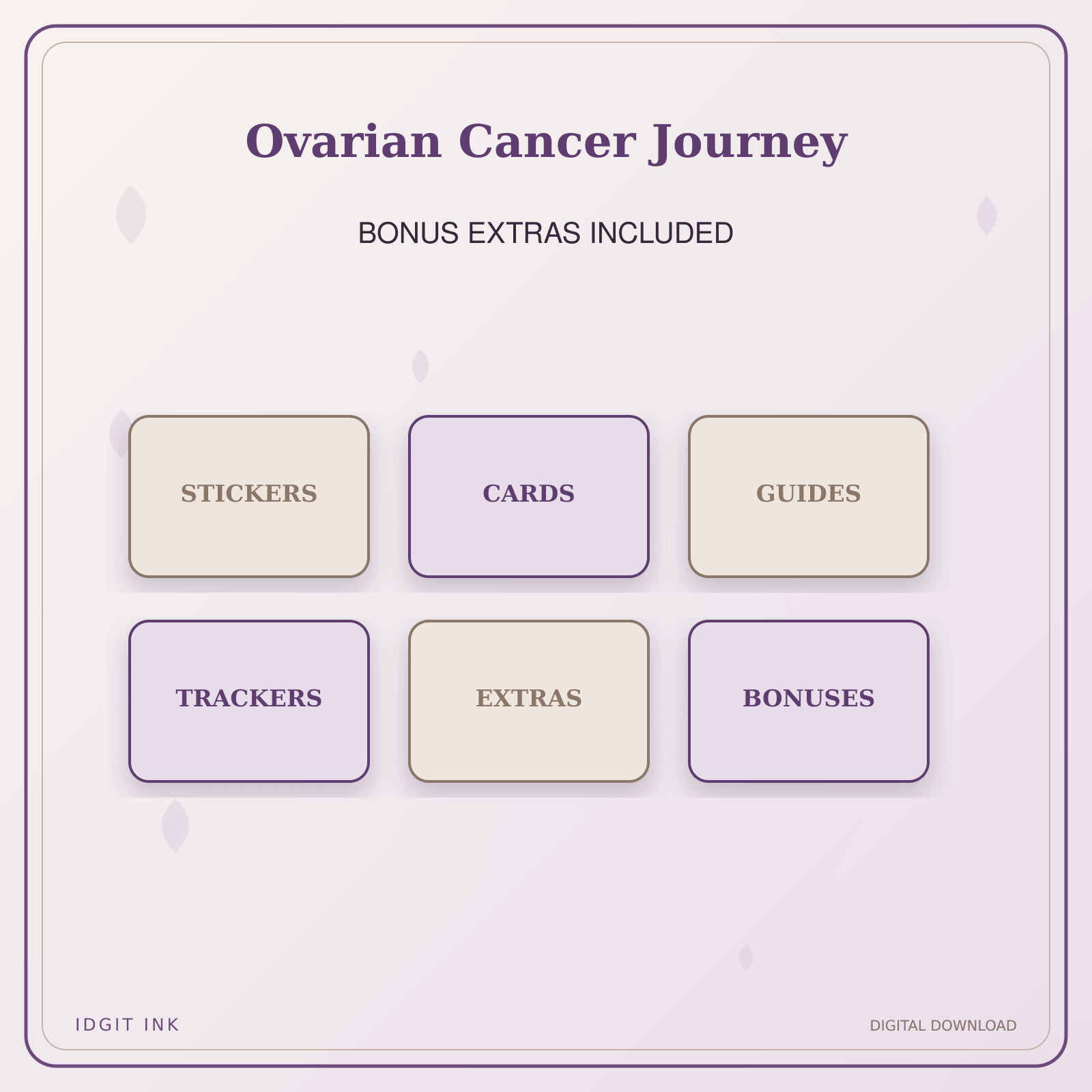 Idgit Ink Ovarian Cancer Journey deluxe journal and planner bundle — included digital stickers and cards