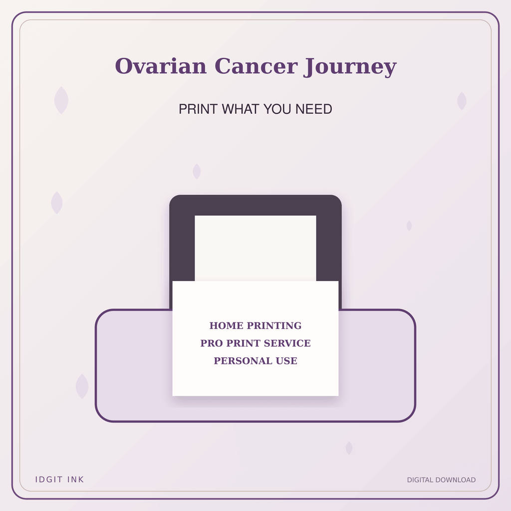 Idgit Ink Ovarian Cancer Journey deluxe journal and planner bundle — home and professional printing information
