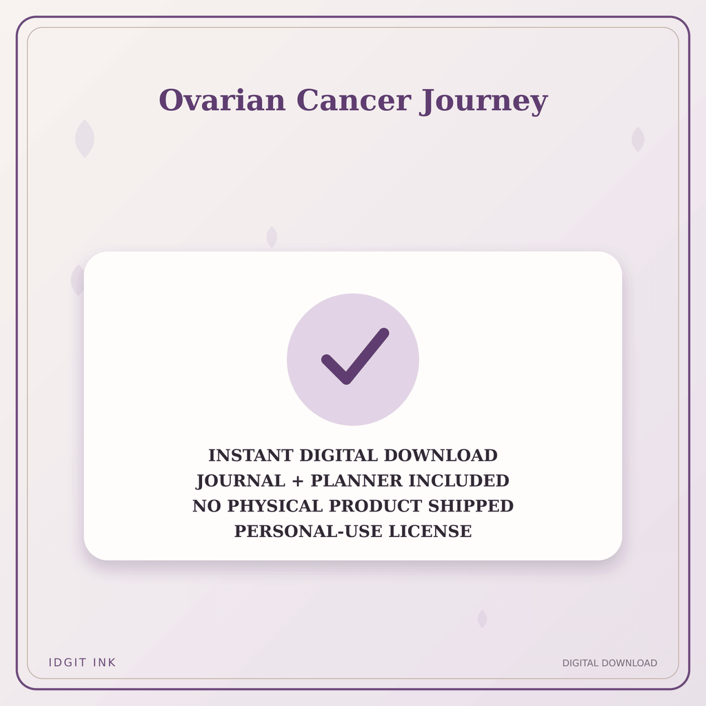 Idgit Ink Ovarian Cancer Journey deluxe journal and planner bundle — instant download and no physical product notice