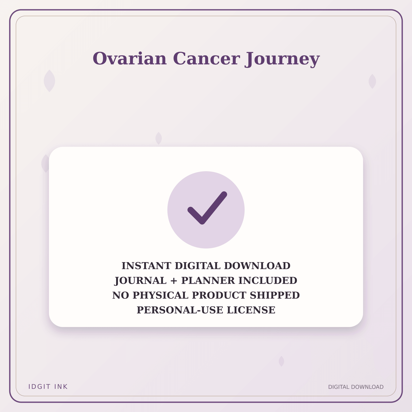 Idgit Ink Ovarian Cancer Journey deluxe journal and planner bundle — instant download and no physical product notice