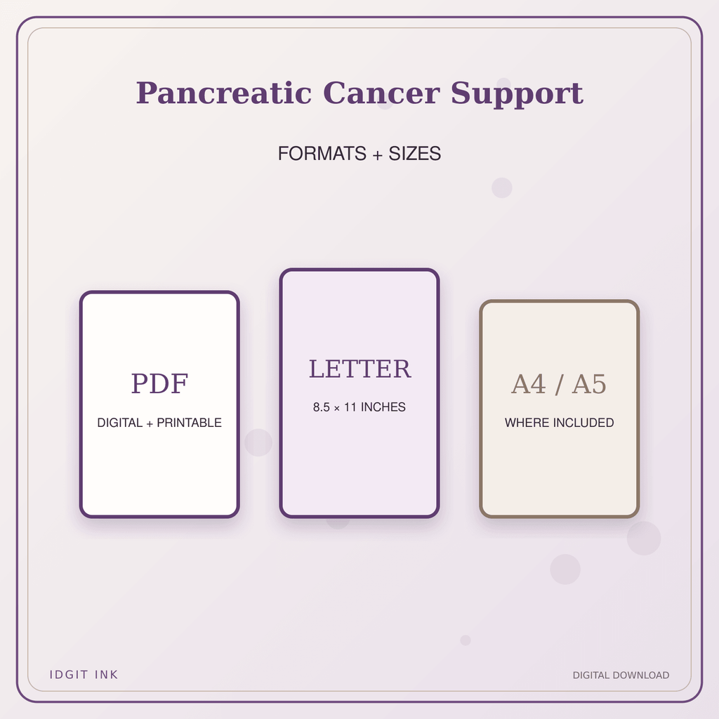 Idgit Ink Pancreatic Cancer Support deluxe journal and planner bundle — digital formats and available page sizes