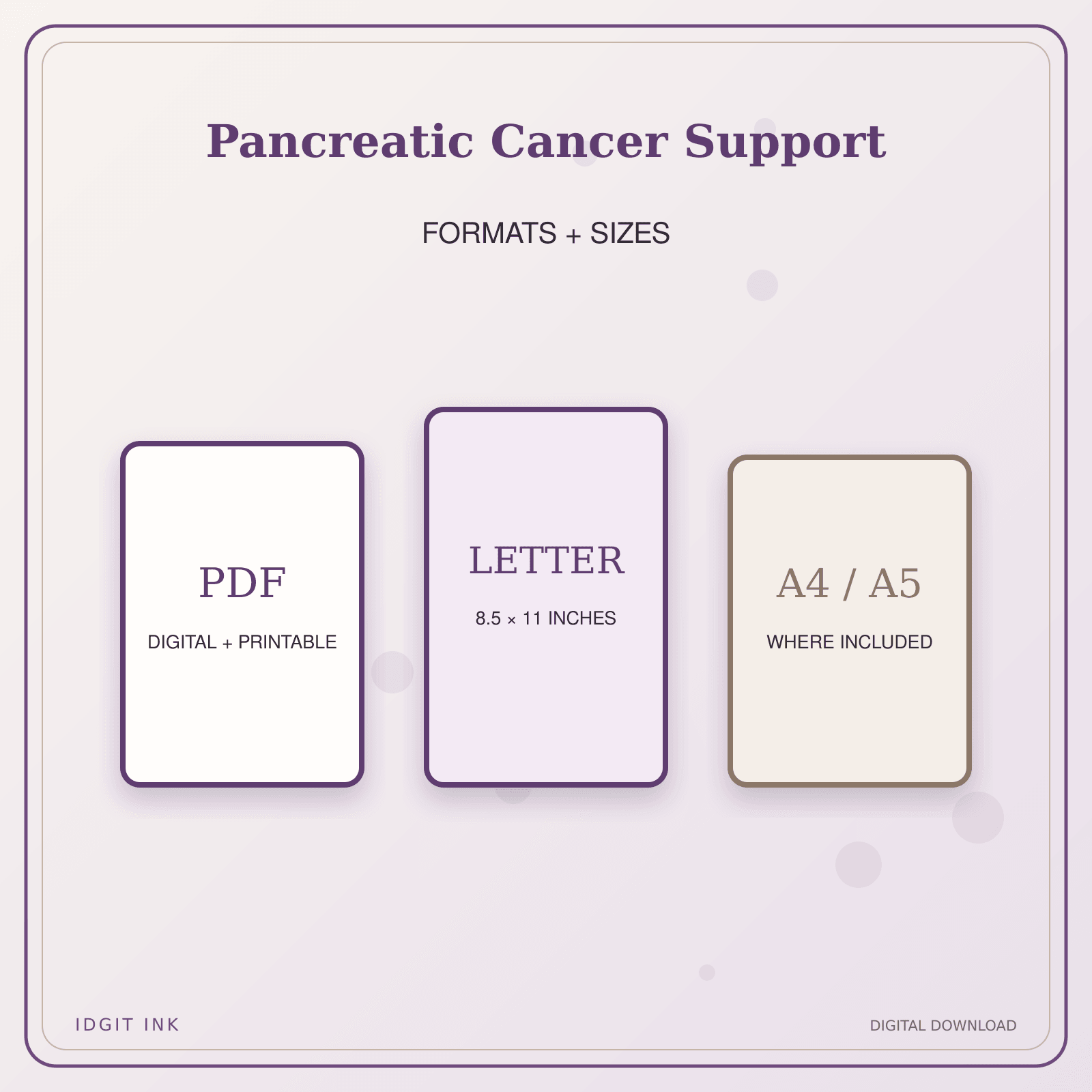 Idgit Ink Pancreatic Cancer Support deluxe journal and planner bundle — digital formats and available page sizes