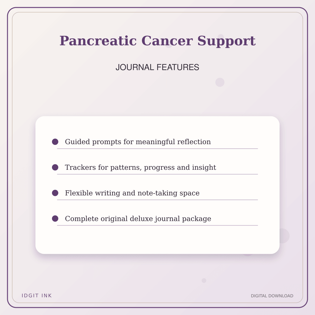 Idgit Ink Pancreatic Cancer Support deluxe journal and planner bundle — journal prompts and reflection features