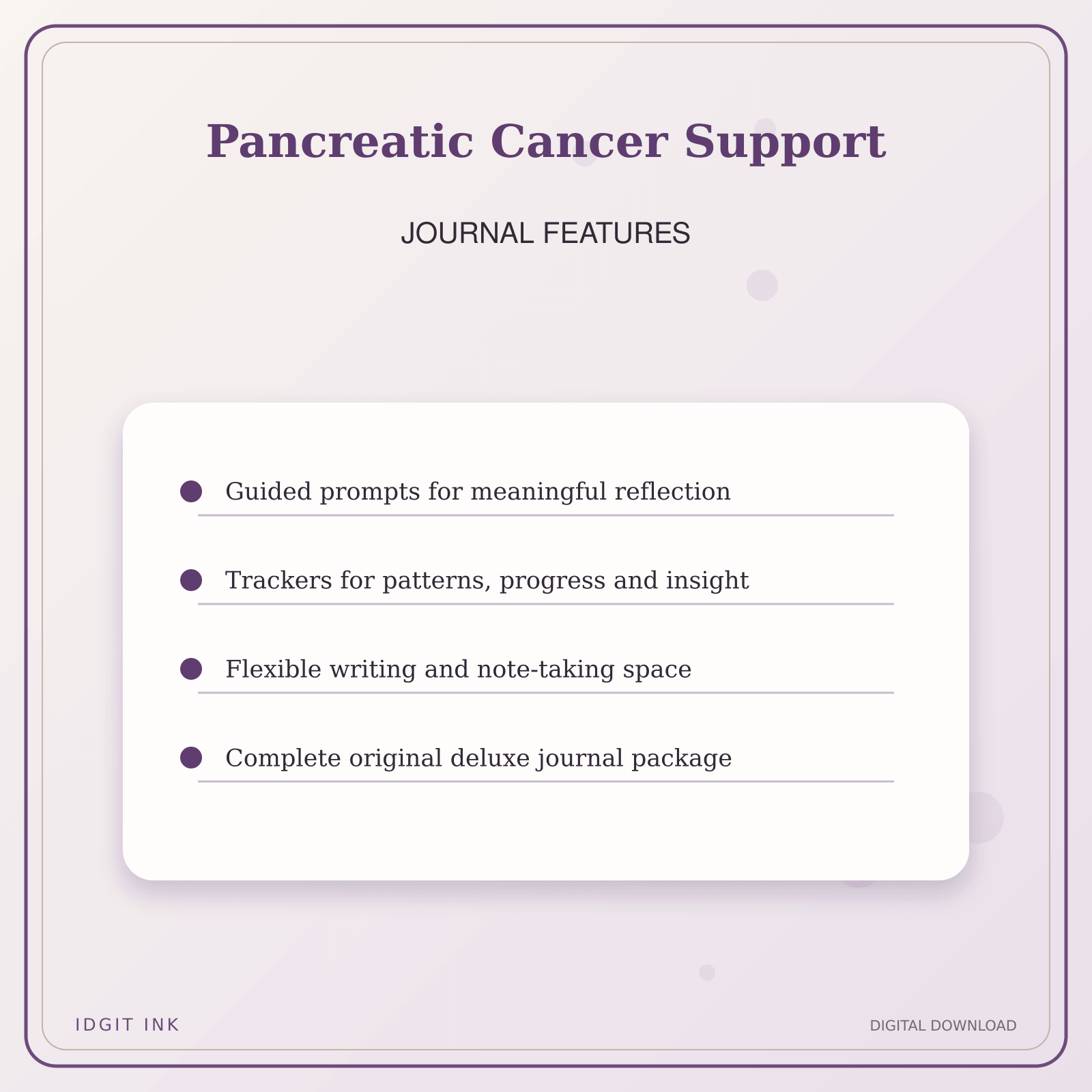 Idgit Ink Pancreatic Cancer Support deluxe journal and planner bundle — journal prompts and reflection features