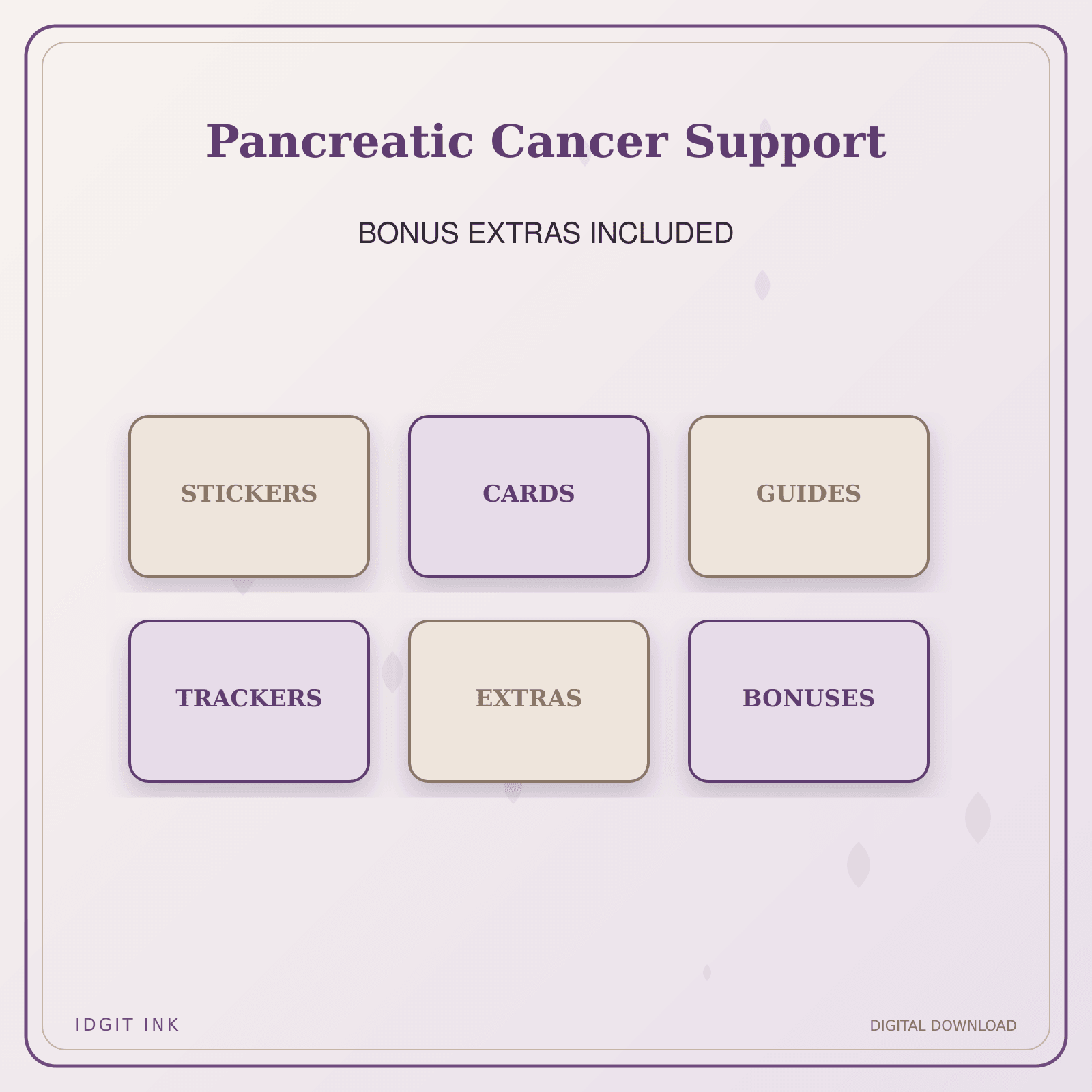 Idgit Ink Pancreatic Cancer Support deluxe journal and planner bundle — included digital stickers and cards
