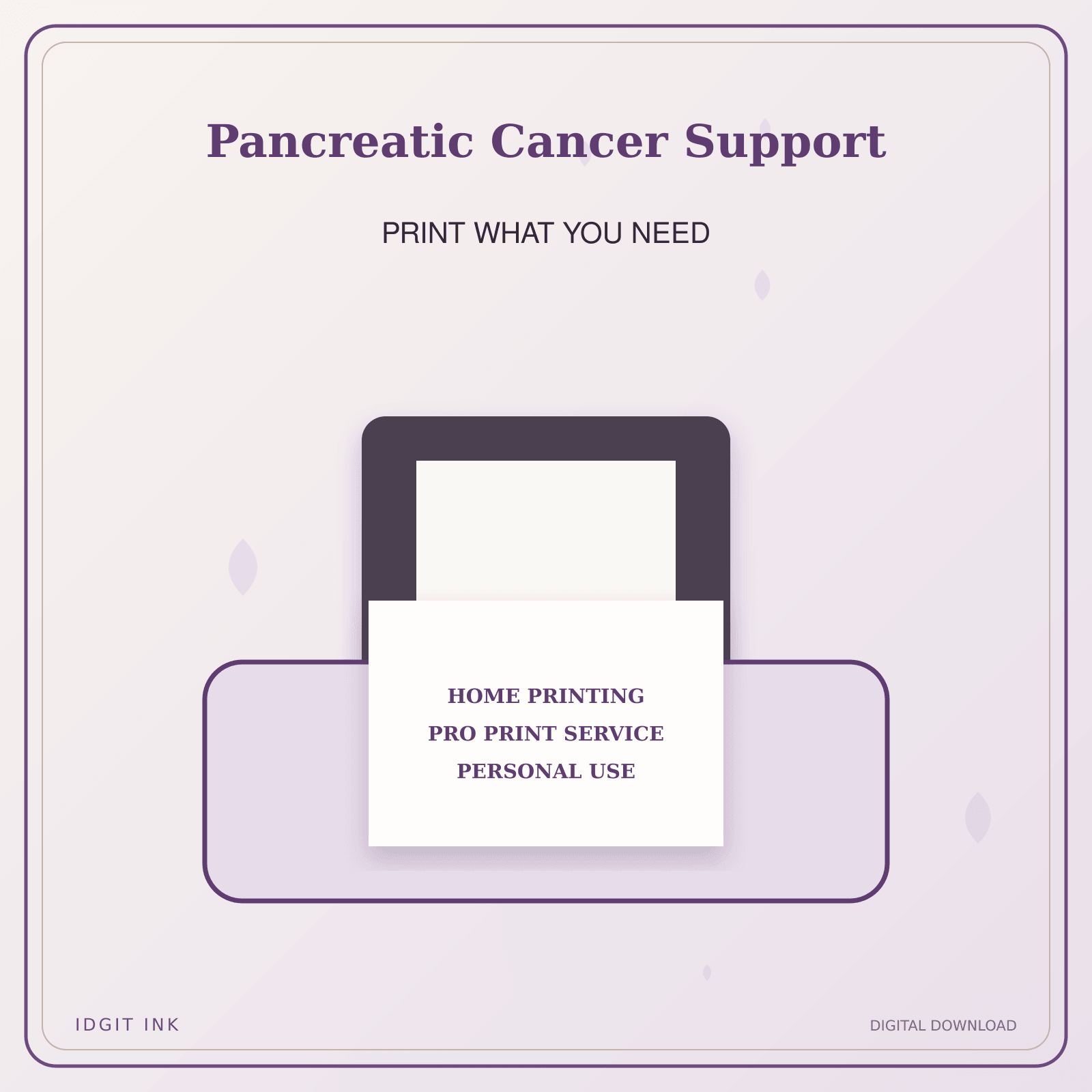 Idgit Ink Pancreatic Cancer Support deluxe journal and planner bundle — home and professional printing information