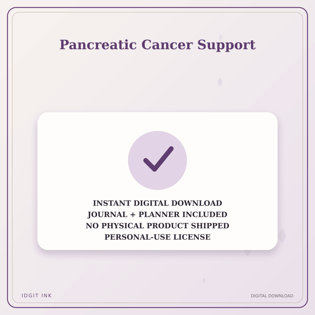 Idgit Ink Pancreatic Cancer Support deluxe journal and planner bundle — instant download and no physical product notice
