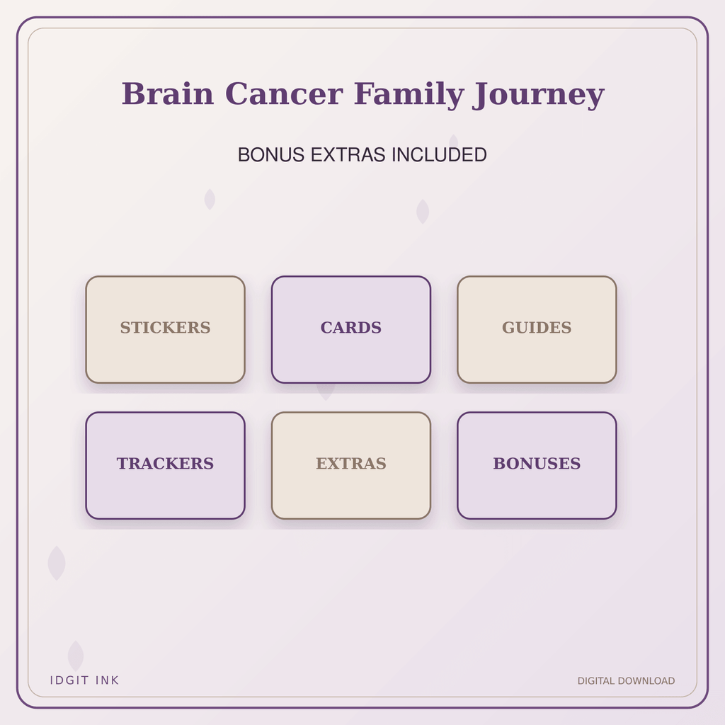 Idgit Ink Brain Cancer Family Journey deluxe journal and planner bundle — included digital stickers and cards