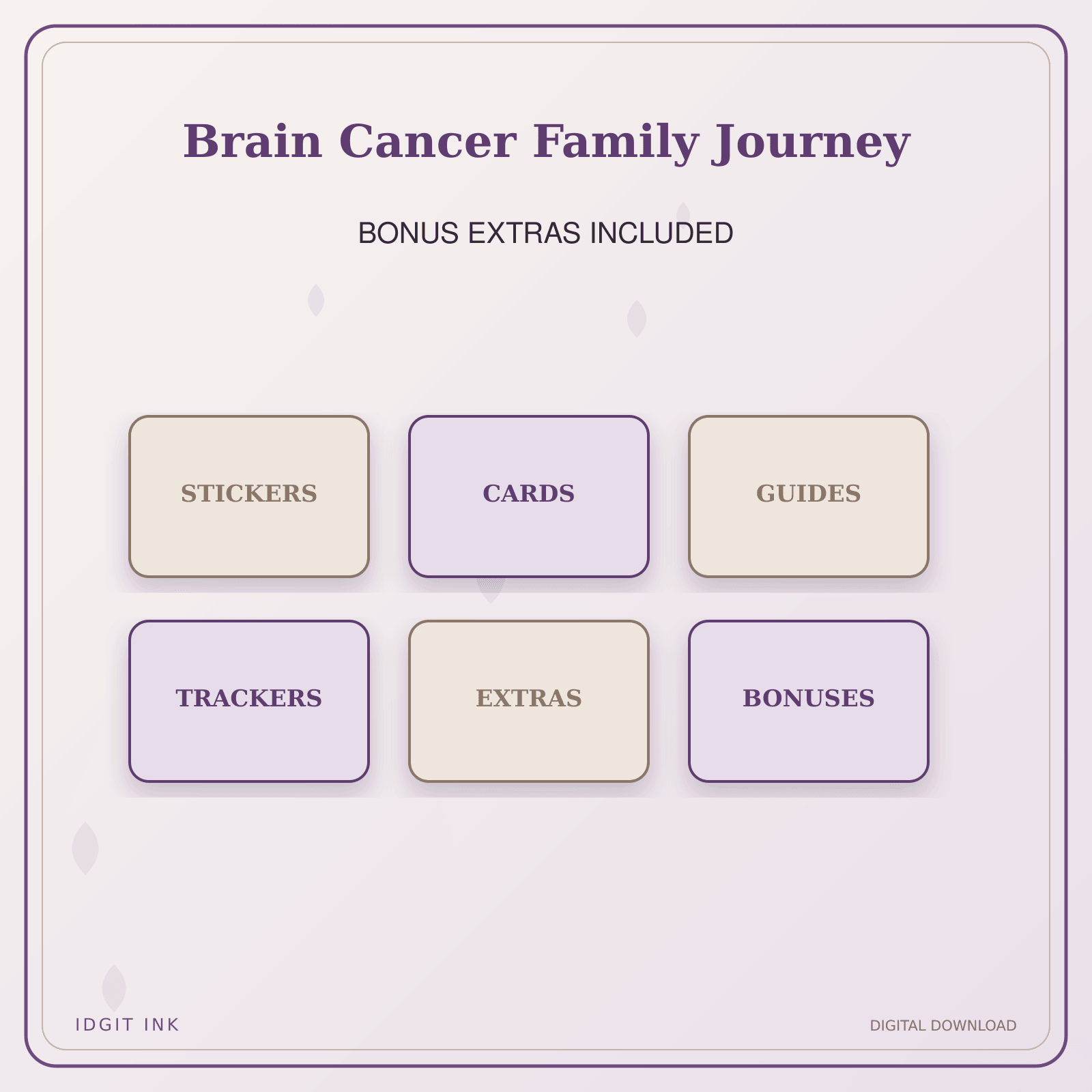 Idgit Ink Brain Cancer Family Journey deluxe journal and planner bundle — included digital stickers and cards