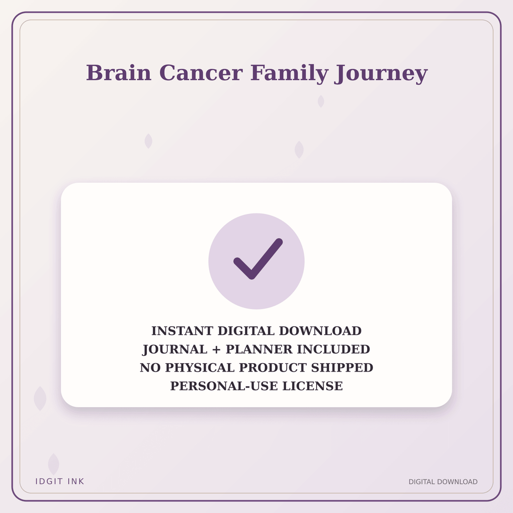 Idgit Ink Brain Cancer Family Journey deluxe journal and planner bundle — instant download and no physical product notice