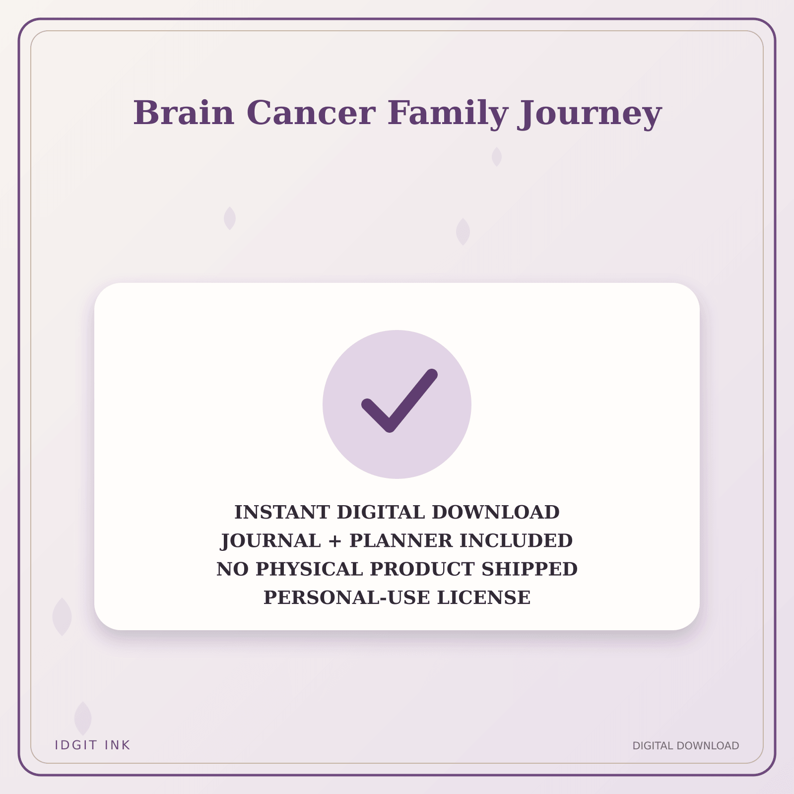 Idgit Ink Brain Cancer Family Journey deluxe journal and planner bundle — instant download and no physical product notice