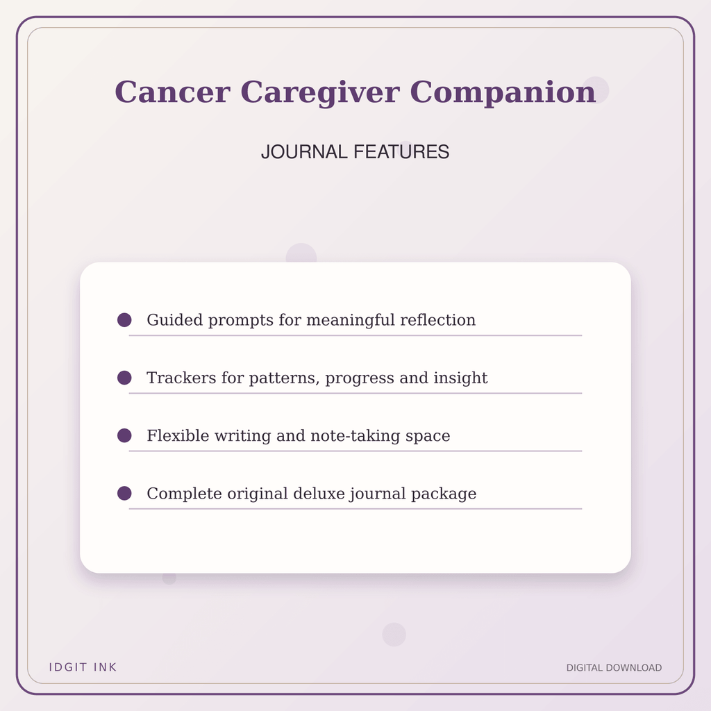 Idgit Ink Cancer Caregiver Companion deluxe journal and planner bundle — journal prompts and reflection features