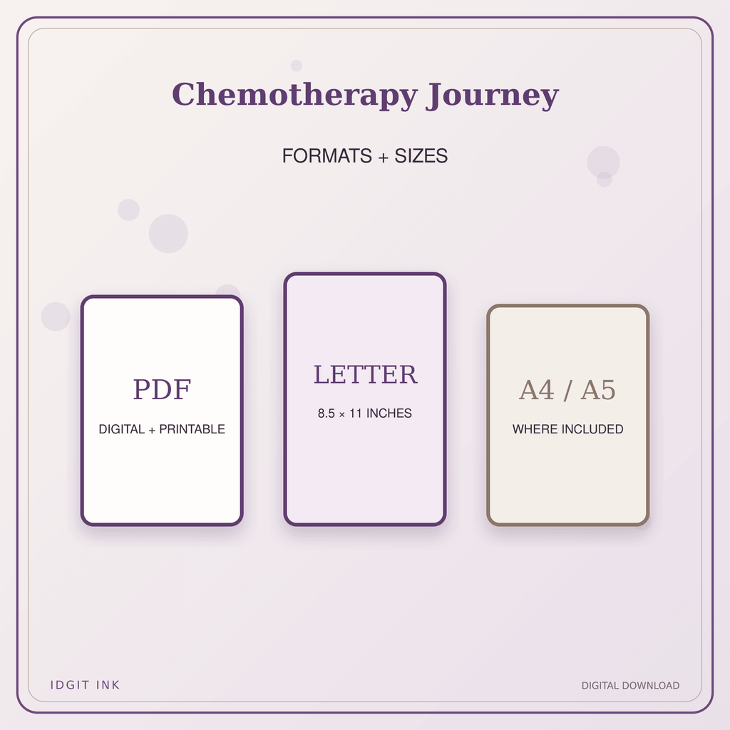 Idgit Ink Chemotherapy Journey deluxe journal and planner bundle — digital formats and available page sizes