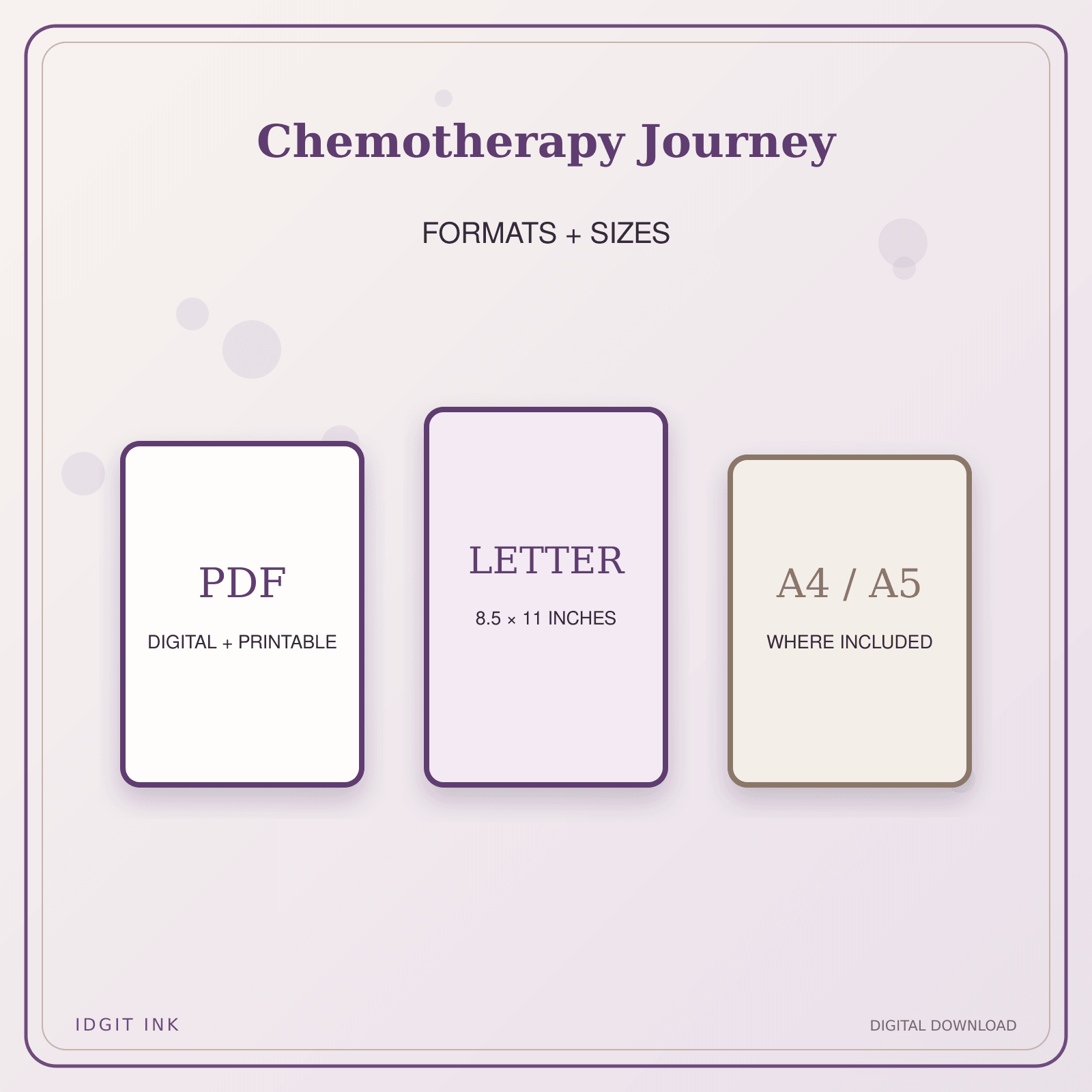 Idgit Ink Chemotherapy Journey deluxe journal and planner bundle — digital formats and available page sizes