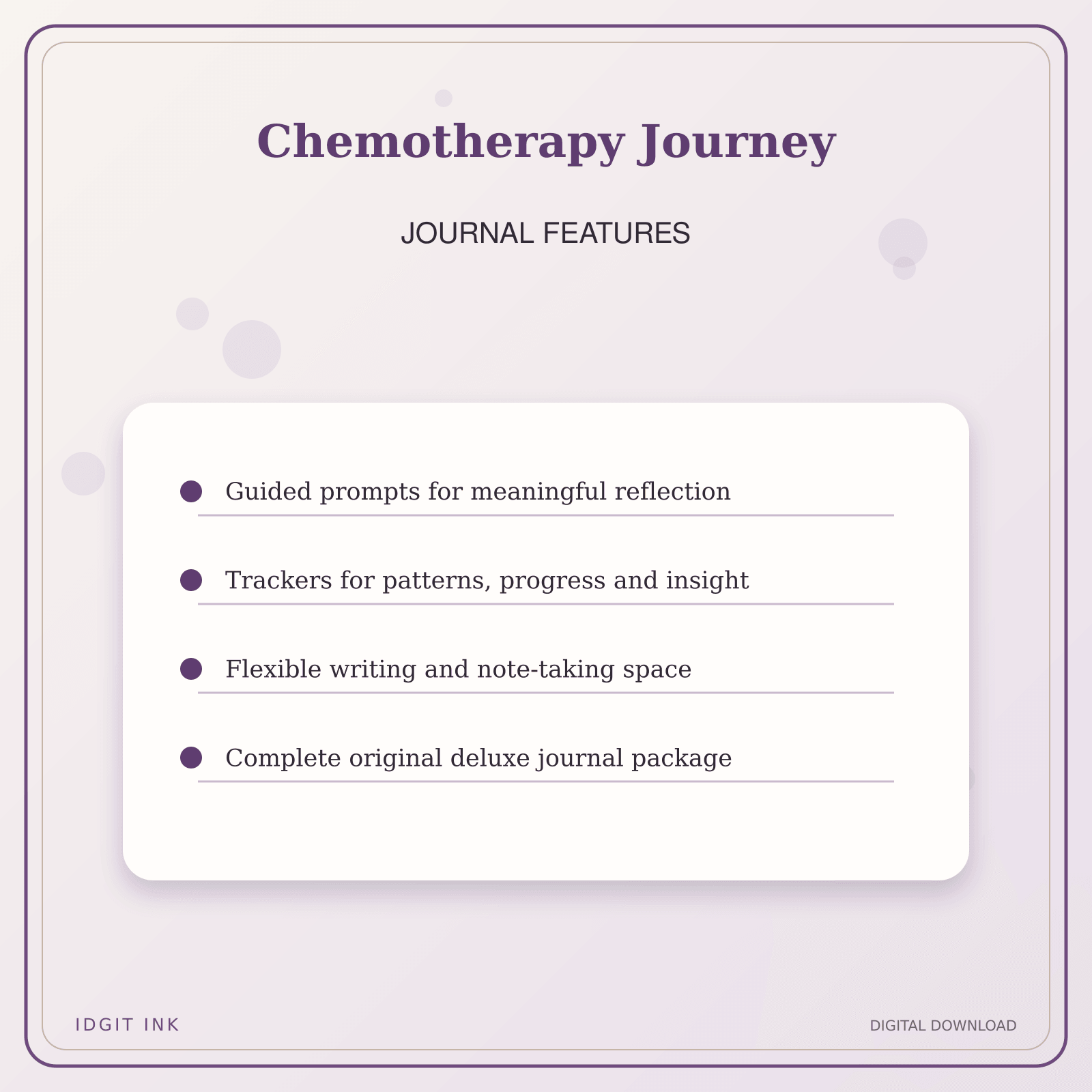 Idgit Ink Chemotherapy Journey deluxe journal and planner bundle — journal prompts and reflection features