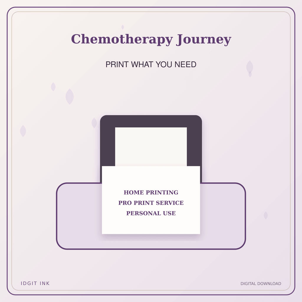 Idgit Ink Chemotherapy Journey deluxe journal and planner bundle — home and professional printing information
