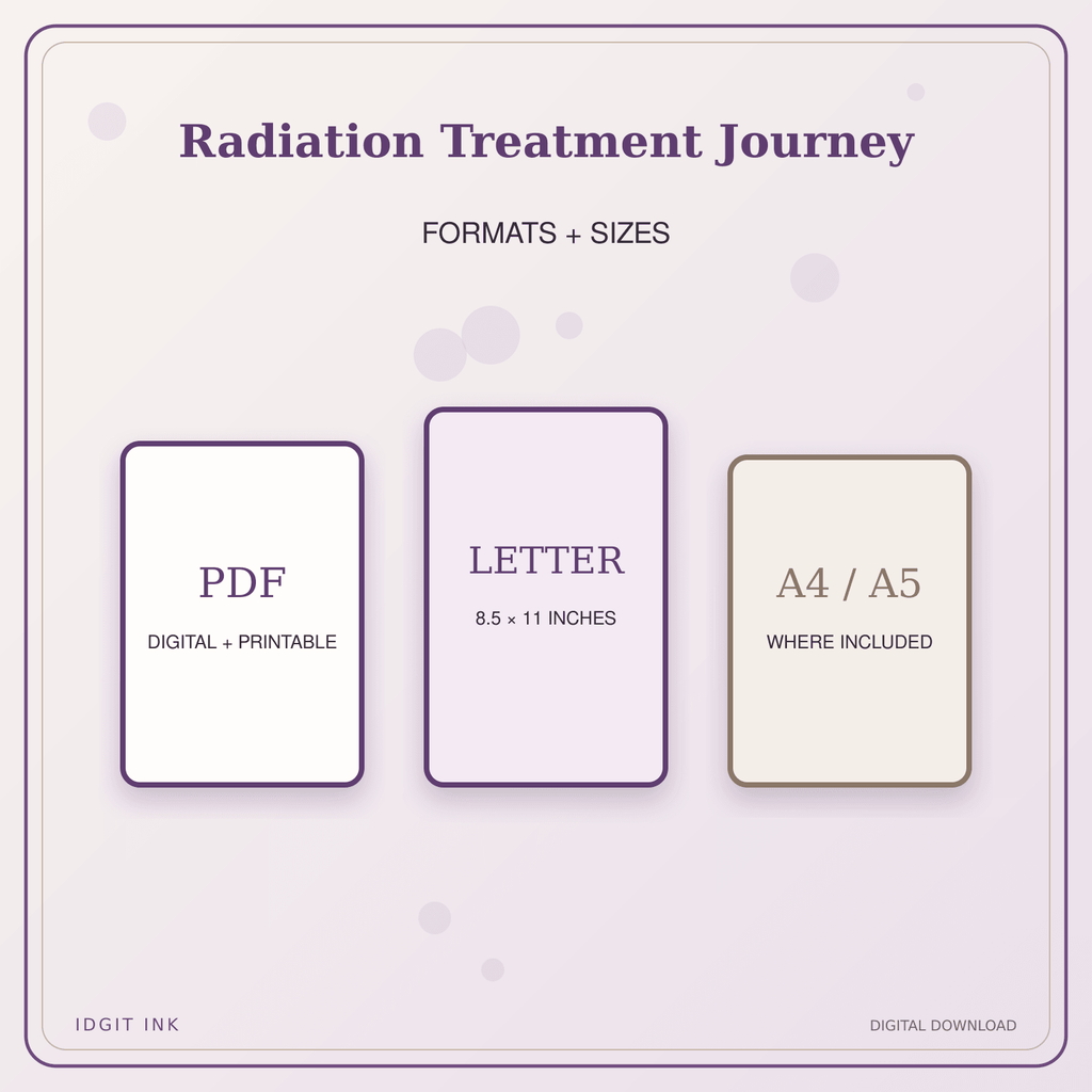 Idgit Ink Radiation Treatment Journey deluxe journal and planner bundle — digital formats and available page sizes