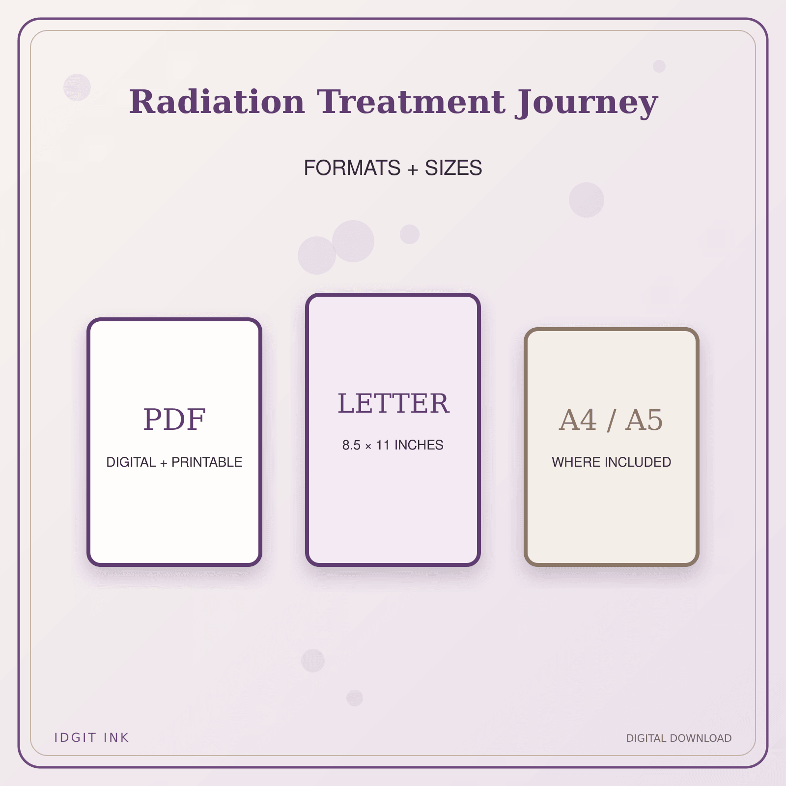 Idgit Ink Radiation Treatment Journey deluxe journal and planner bundle — digital formats and available page sizes