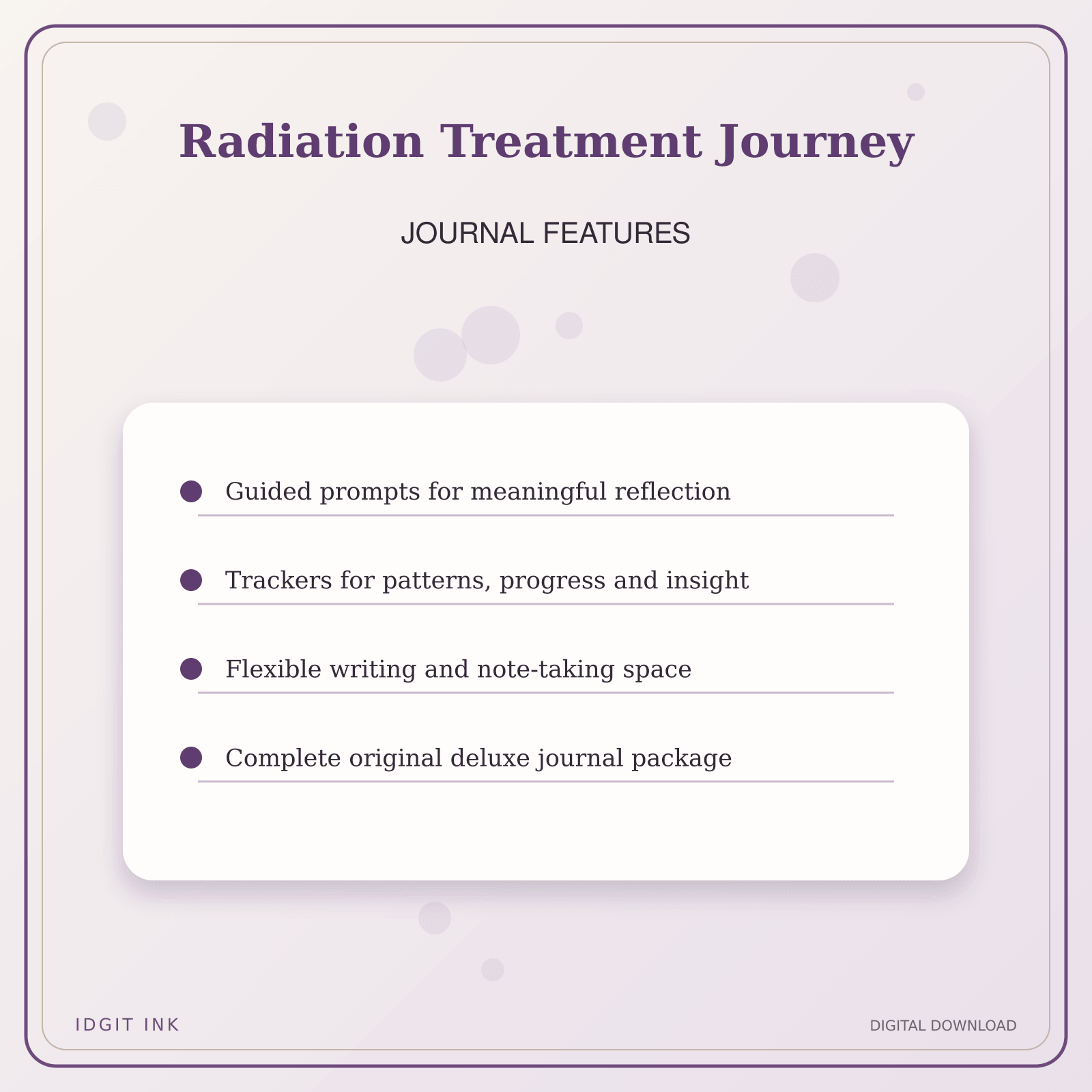 Idgit Ink Radiation Treatment Journey deluxe journal and planner bundle — journal prompts and reflection features