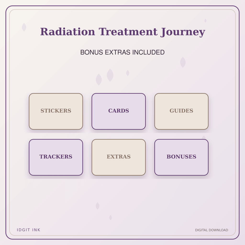 Idgit Ink Radiation Treatment Journey deluxe journal and planner bundle — included digital stickers and cards