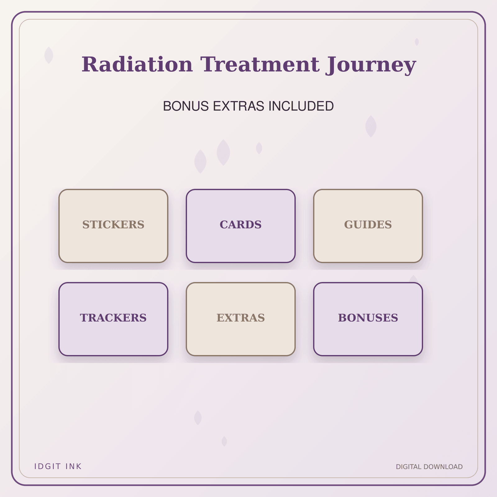 Idgit Ink Radiation Treatment Journey deluxe journal and planner bundle — included digital stickers and cards