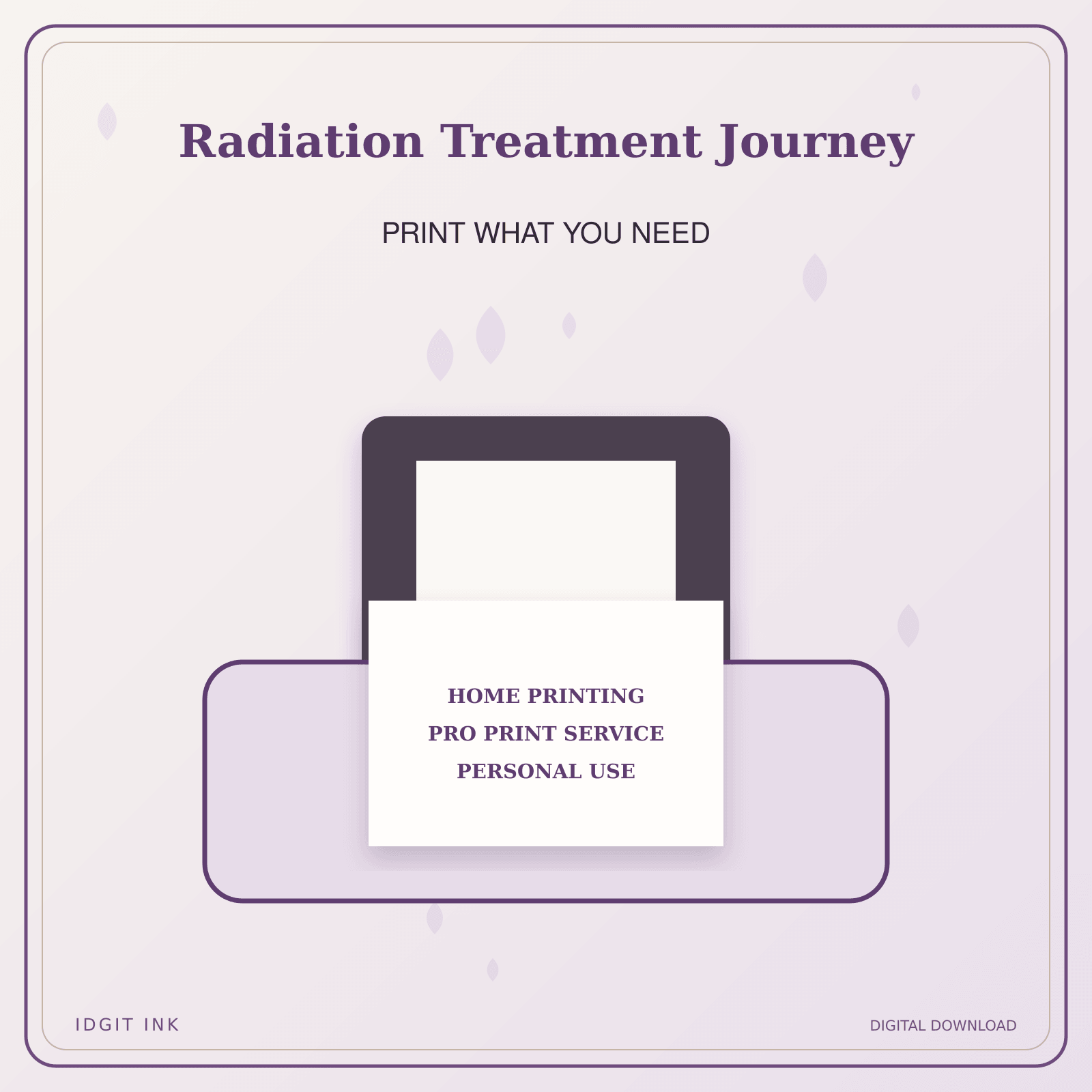 Idgit Ink Radiation Treatment Journey deluxe journal and planner bundle — home and professional printing information