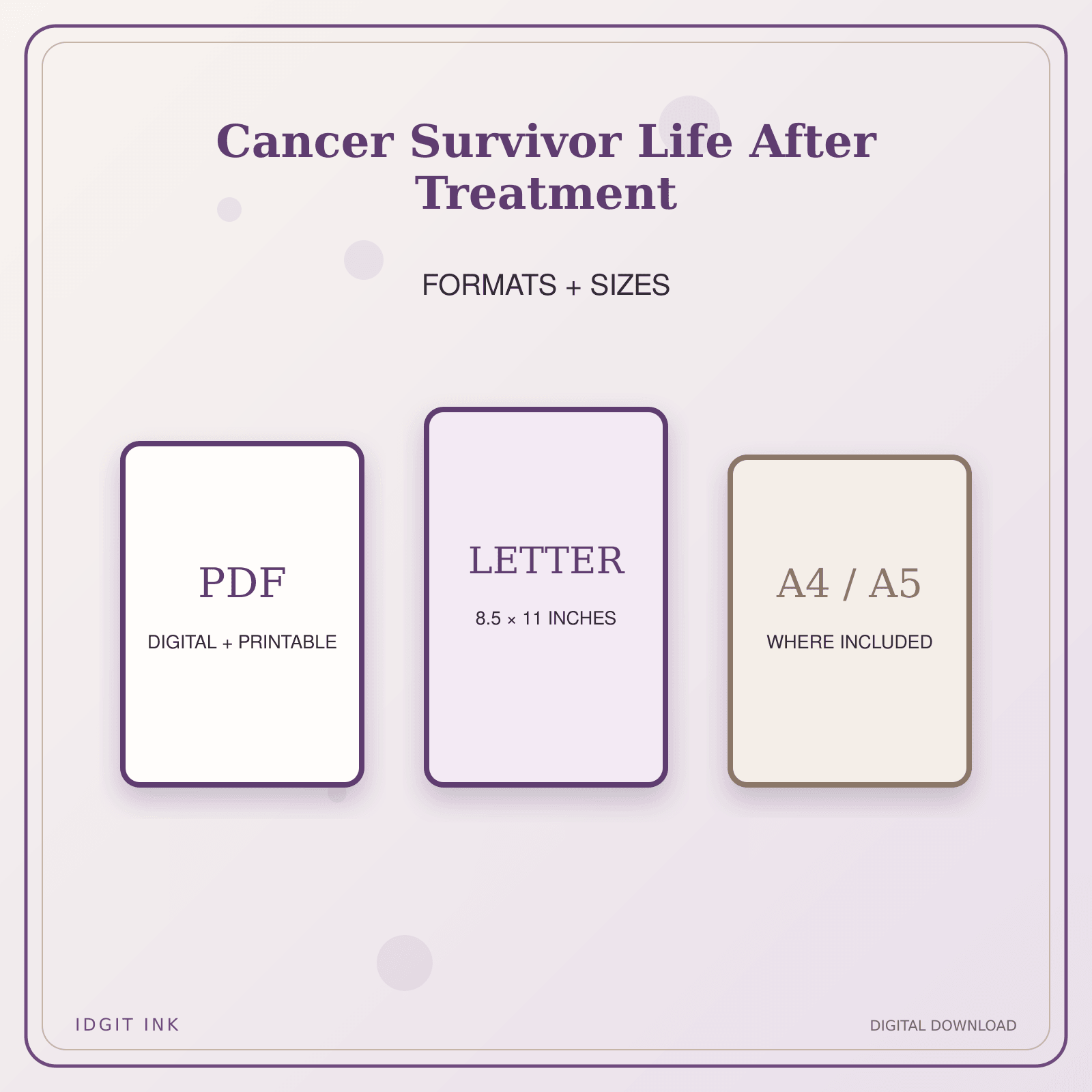 Idgit Ink Cancer Survivor Life After Treatment deluxe journal and planner bundle — digital formats and available page sizes