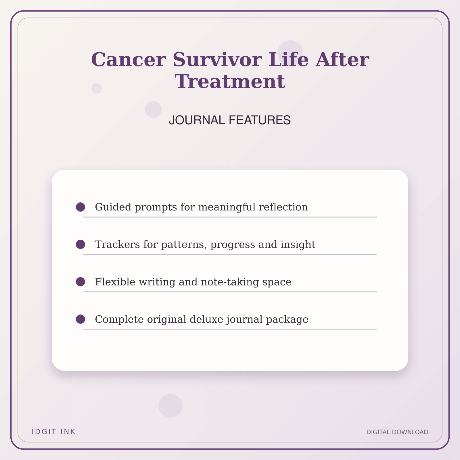 Idgit Ink Cancer Survivor Life After Treatment deluxe journal and planner bundle — journal prompts and reflection features