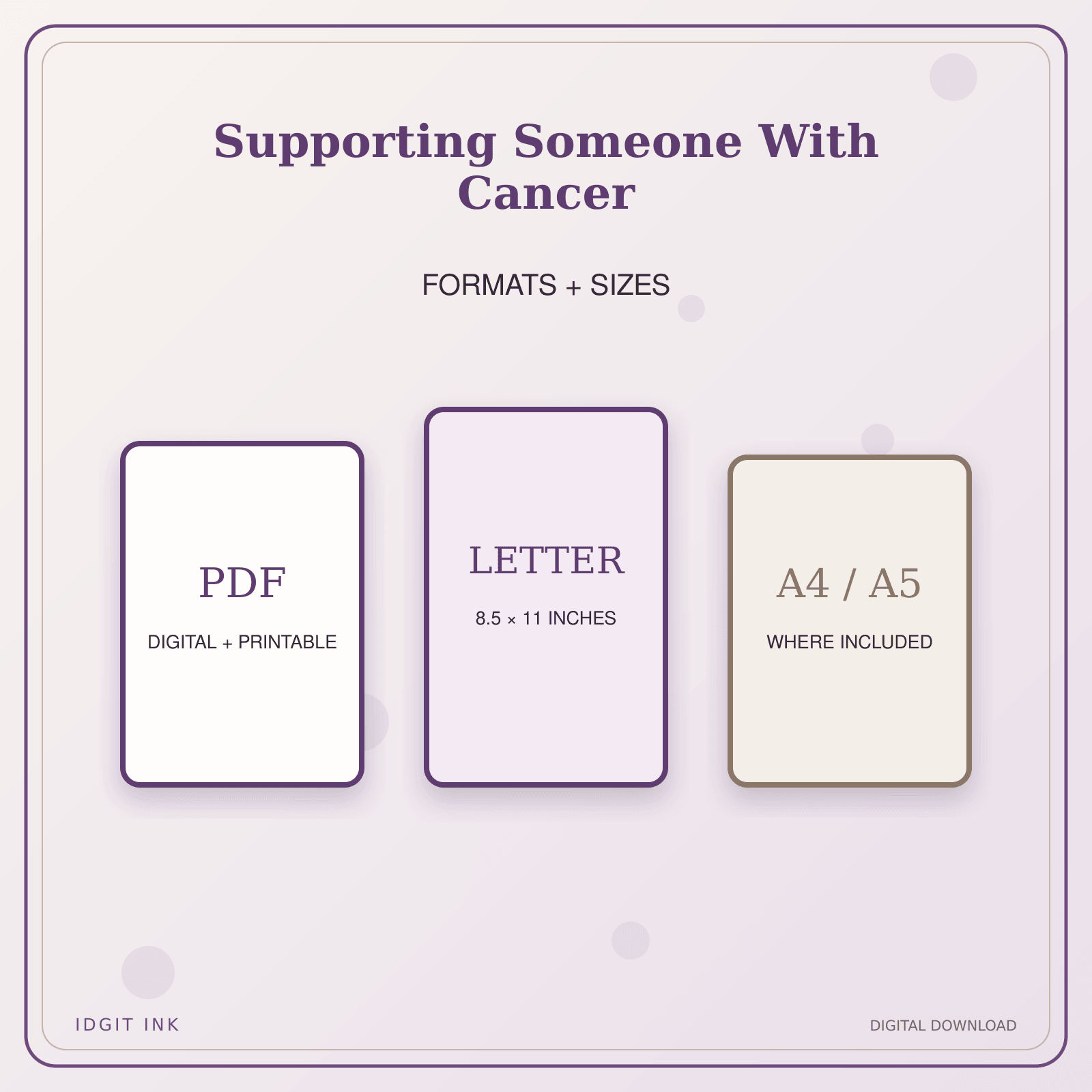 Idgit Ink Supporting Someone With Cancer deluxe journal and planner bundle — digital formats and available page sizes