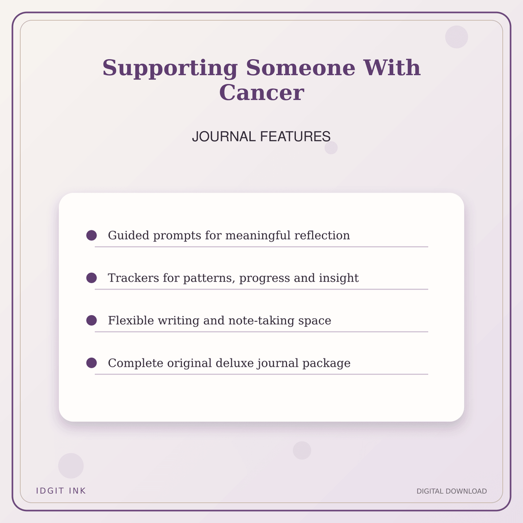 Idgit Ink Supporting Someone With Cancer deluxe journal and planner bundle — journal prompts and reflection features
