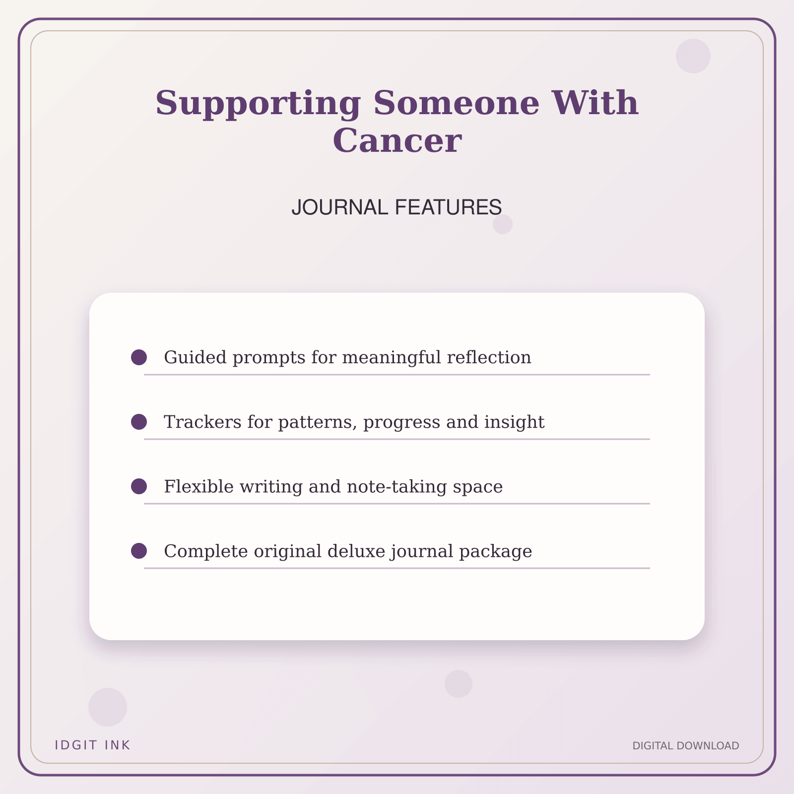 Idgit Ink Supporting Someone With Cancer deluxe journal and planner bundle — journal prompts and reflection features