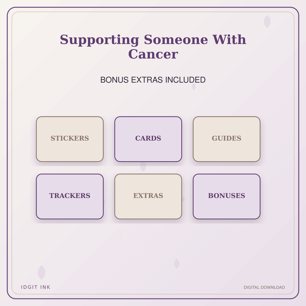Idgit Ink Supporting Someone With Cancer deluxe journal and planner bundle — included digital stickers and cards