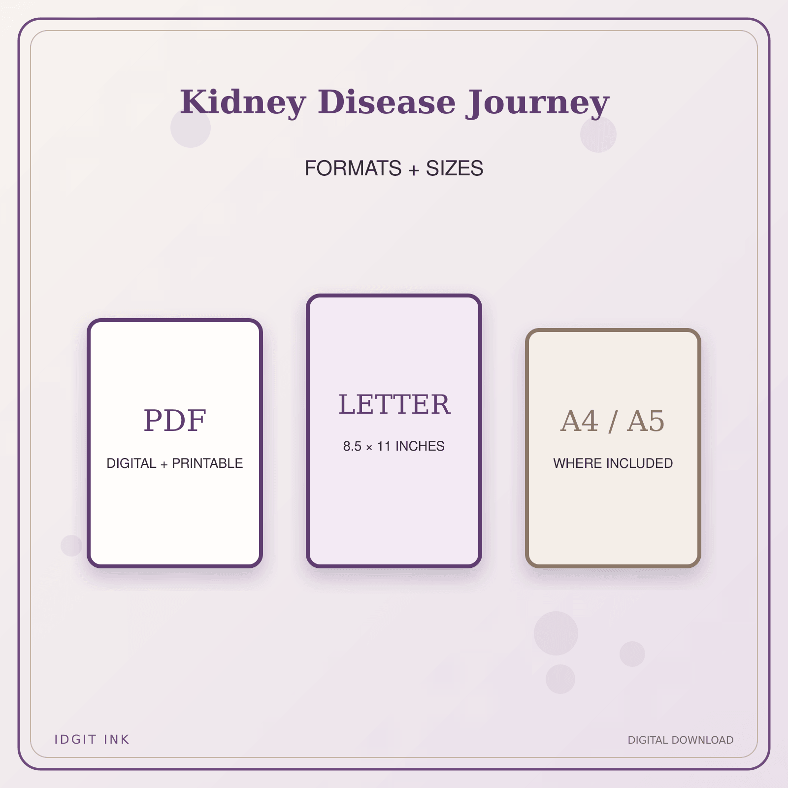 Idgit Ink Kidney Disease Journey deluxe journal and planner bundle — digital formats and available page sizes
