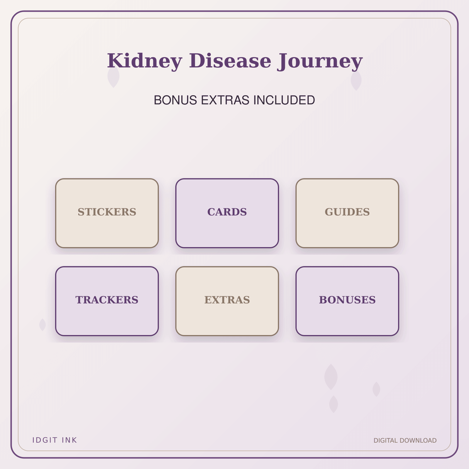 Idgit Ink Kidney Disease Journey deluxe journal and planner bundle — included digital stickers and cards