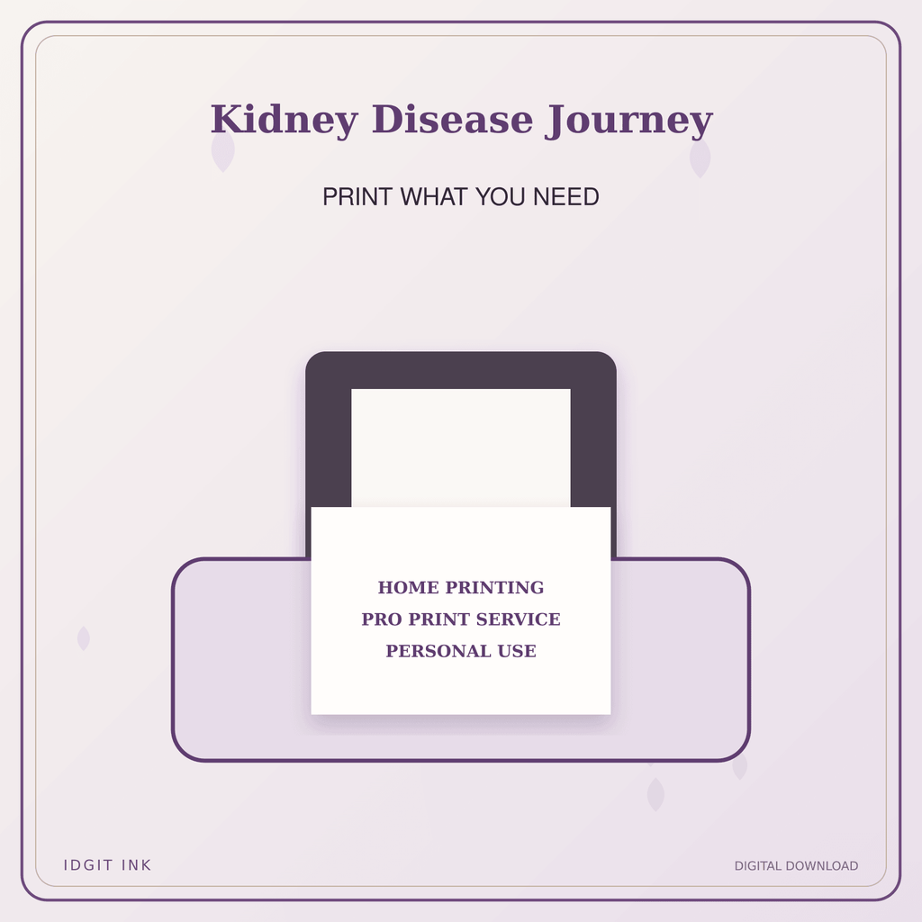 Idgit Ink Kidney Disease Journey deluxe journal and planner bundle — home and professional printing information