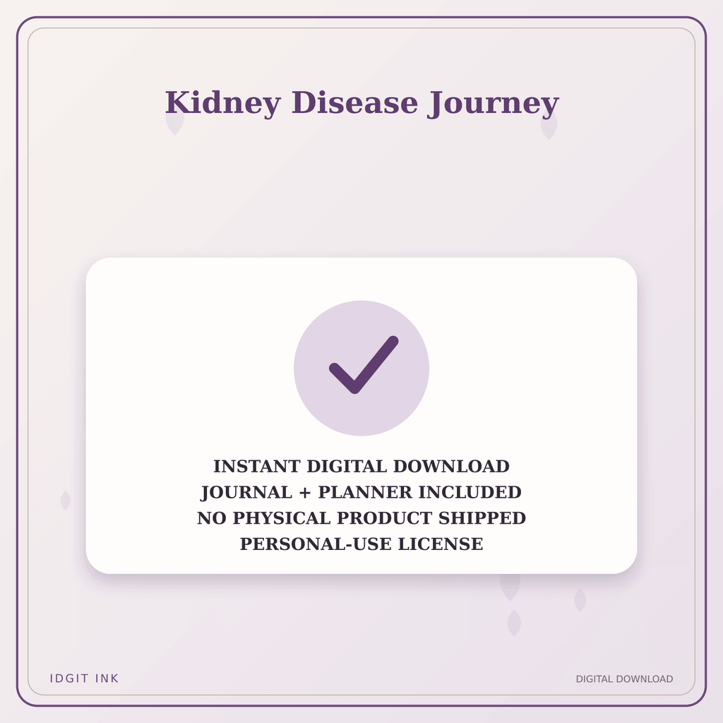 Idgit Ink Kidney Disease Journey deluxe journal and planner bundle — instant download and no physical product notice