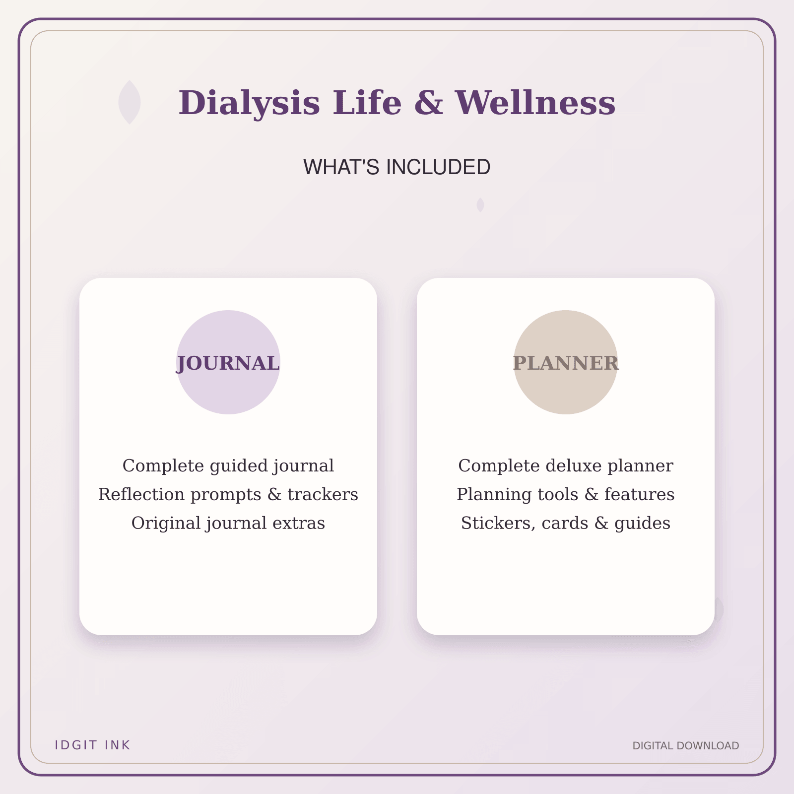 Idgit Ink Dialysis Life & Wellness deluxe journal and planner bundle — complete journal and planner bundle contents