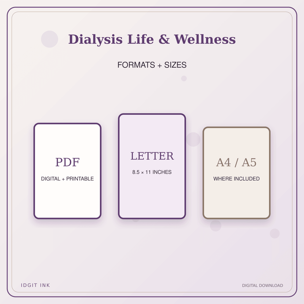Idgit Ink Dialysis Life & Wellness deluxe journal and planner bundle — digital formats and available page sizes