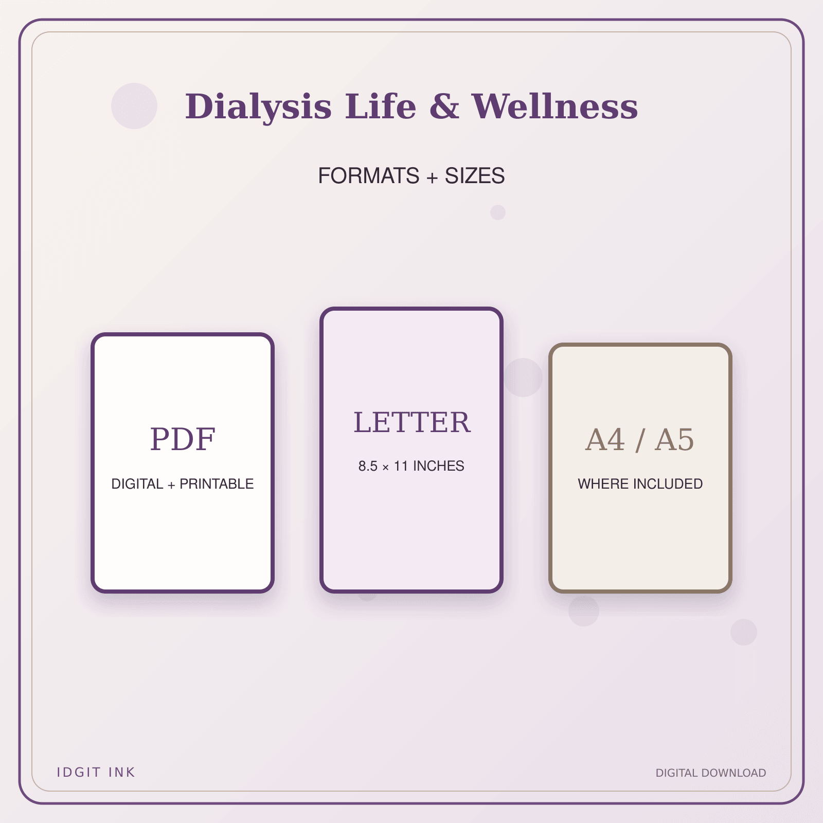 Idgit Ink Dialysis Life & Wellness deluxe journal and planner bundle — digital formats and available page sizes