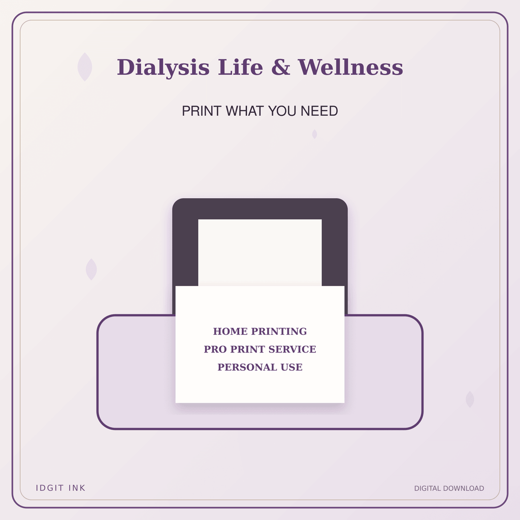 Idgit Ink Dialysis Life & Wellness deluxe journal and planner bundle — home and professional printing information
