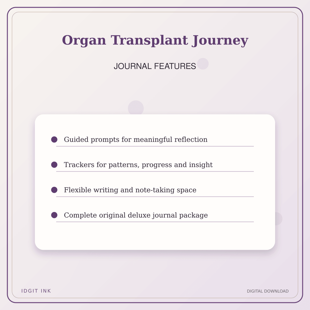 Idgit Ink Organ Transplant Journey deluxe journal and planner bundle — journal prompts and reflection features