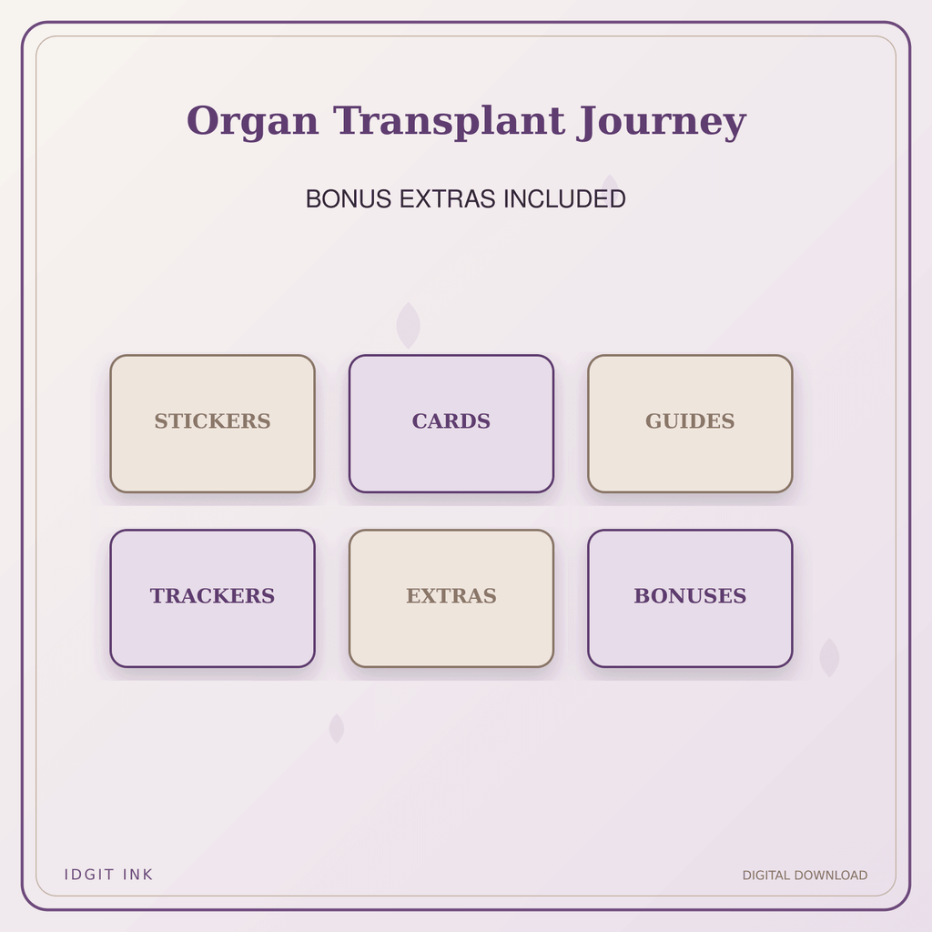 Idgit Ink Organ Transplant Journey deluxe journal and planner bundle — included digital stickers and cards