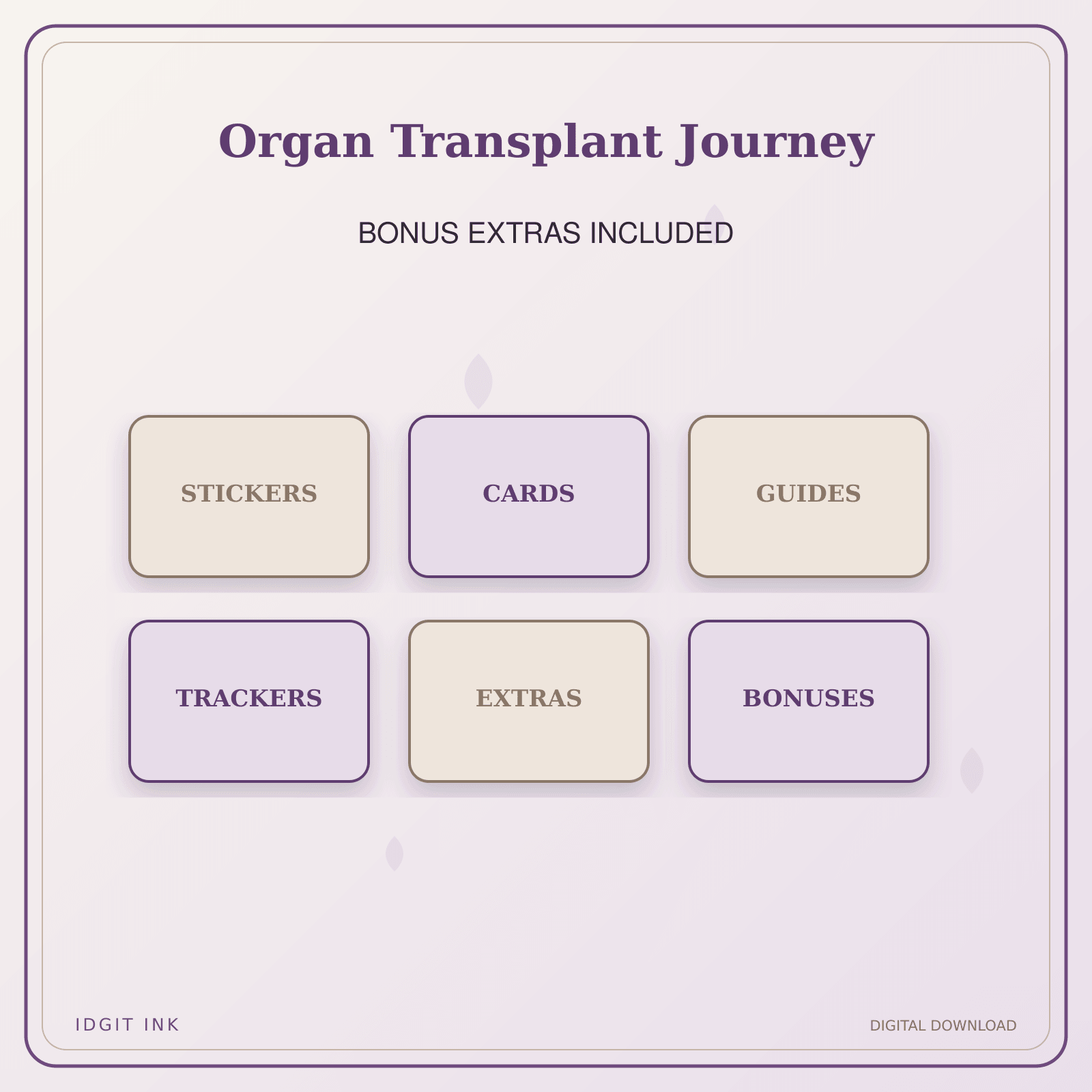Idgit Ink Organ Transplant Journey deluxe journal and planner bundle — included digital stickers and cards